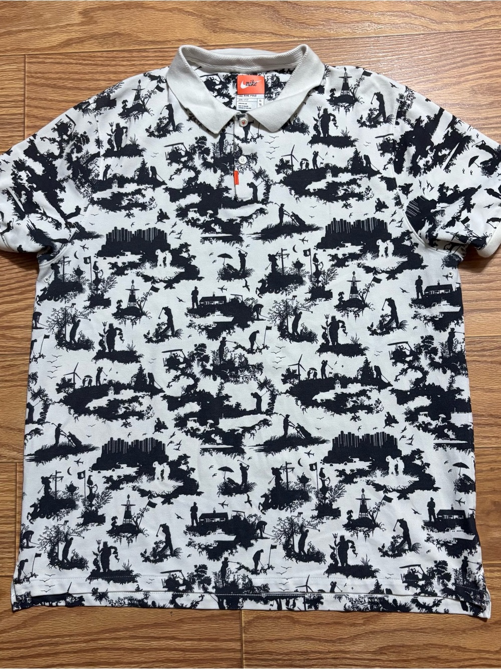 Nike 2019 British Open Toile Print Golf Polo Shirt Mens XL All Over Dri Fit